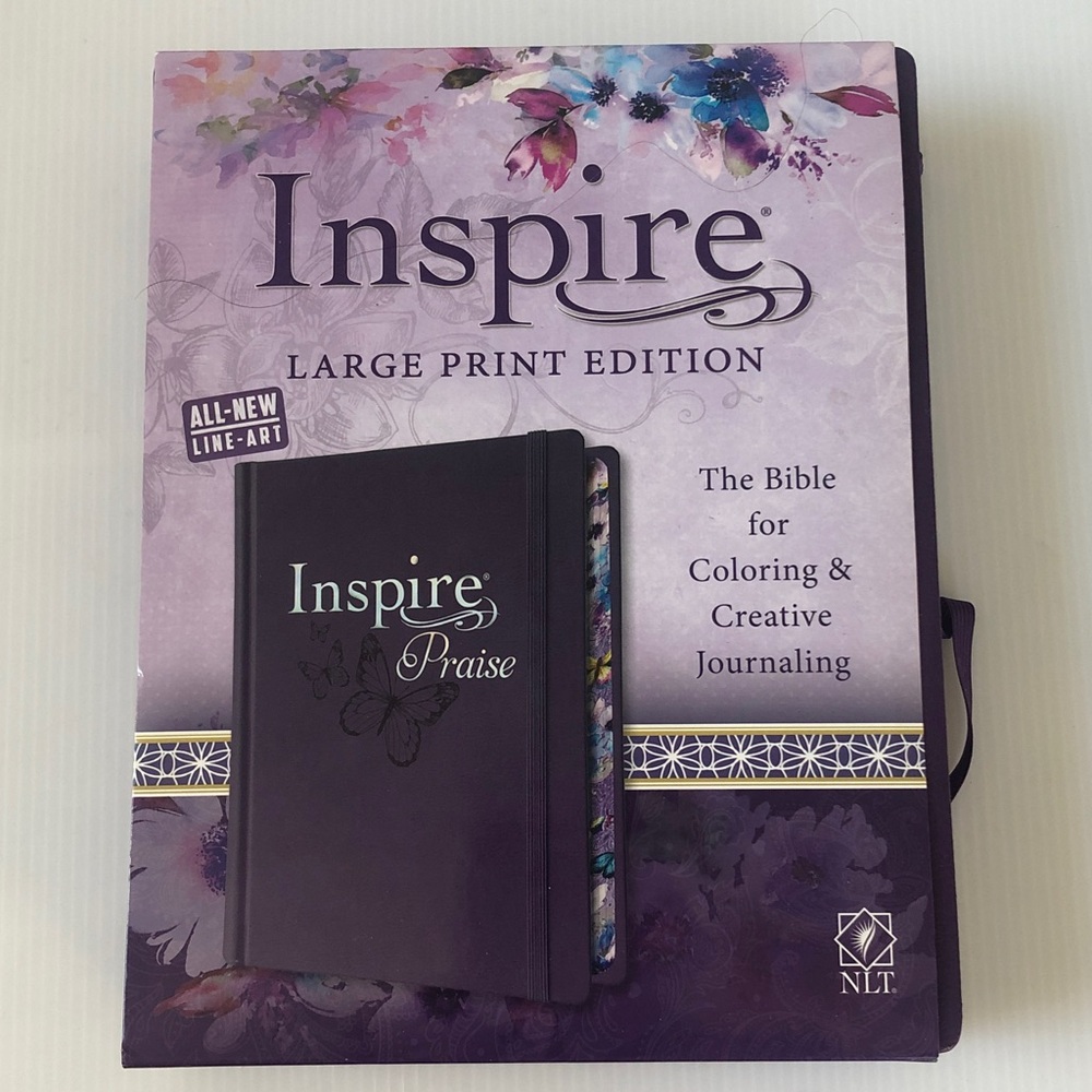 Inspire Large Print Edition Journal - Purple NLT Bible for colouring